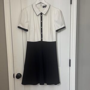 Karl Lagerfeld Black and White Contrast Puff Sleeve Dress
